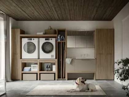 Mobile da Bagno Eden con top lavabo in legno massello di Cerasa