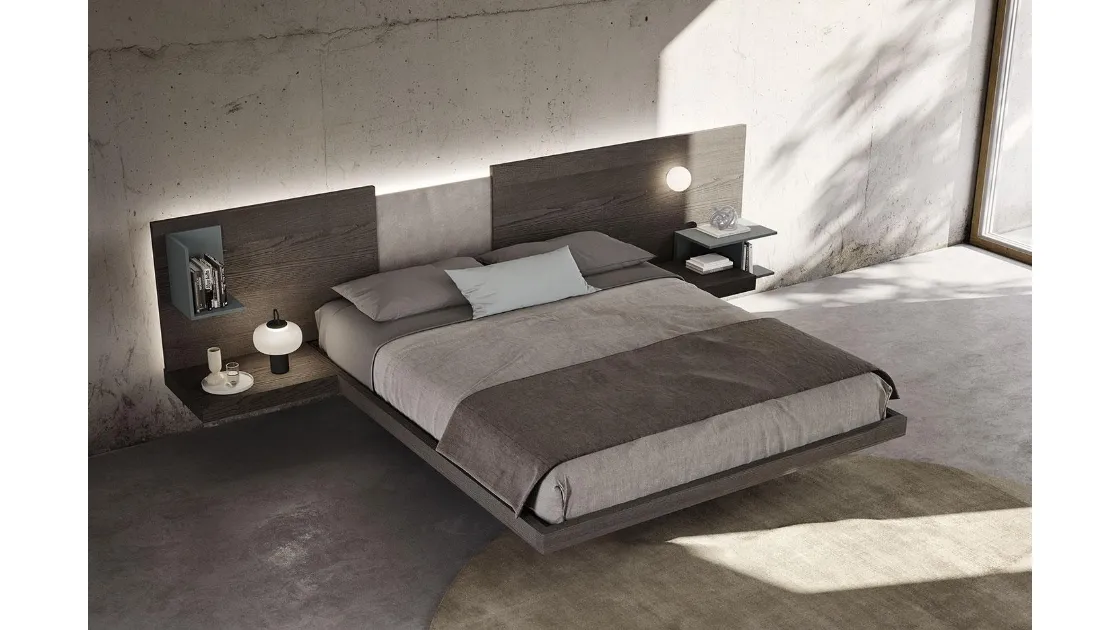 Letto in legno con testiera Wall System Dreaming 05 di Mobilgam