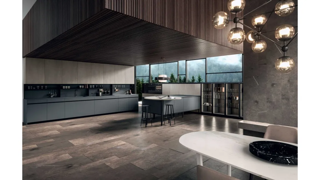 Cucina Moderna con penisola DJ 01 in Fenix Grigio Bromo di Dibiesse